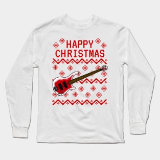 Bass Guitar Ugly Christmas Bassist Musician Long Sleeve T-Shirt